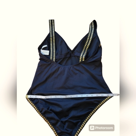 NWT Gibson latimer Europe black 1pc swim  large trim in gold - Picture 10 of 16